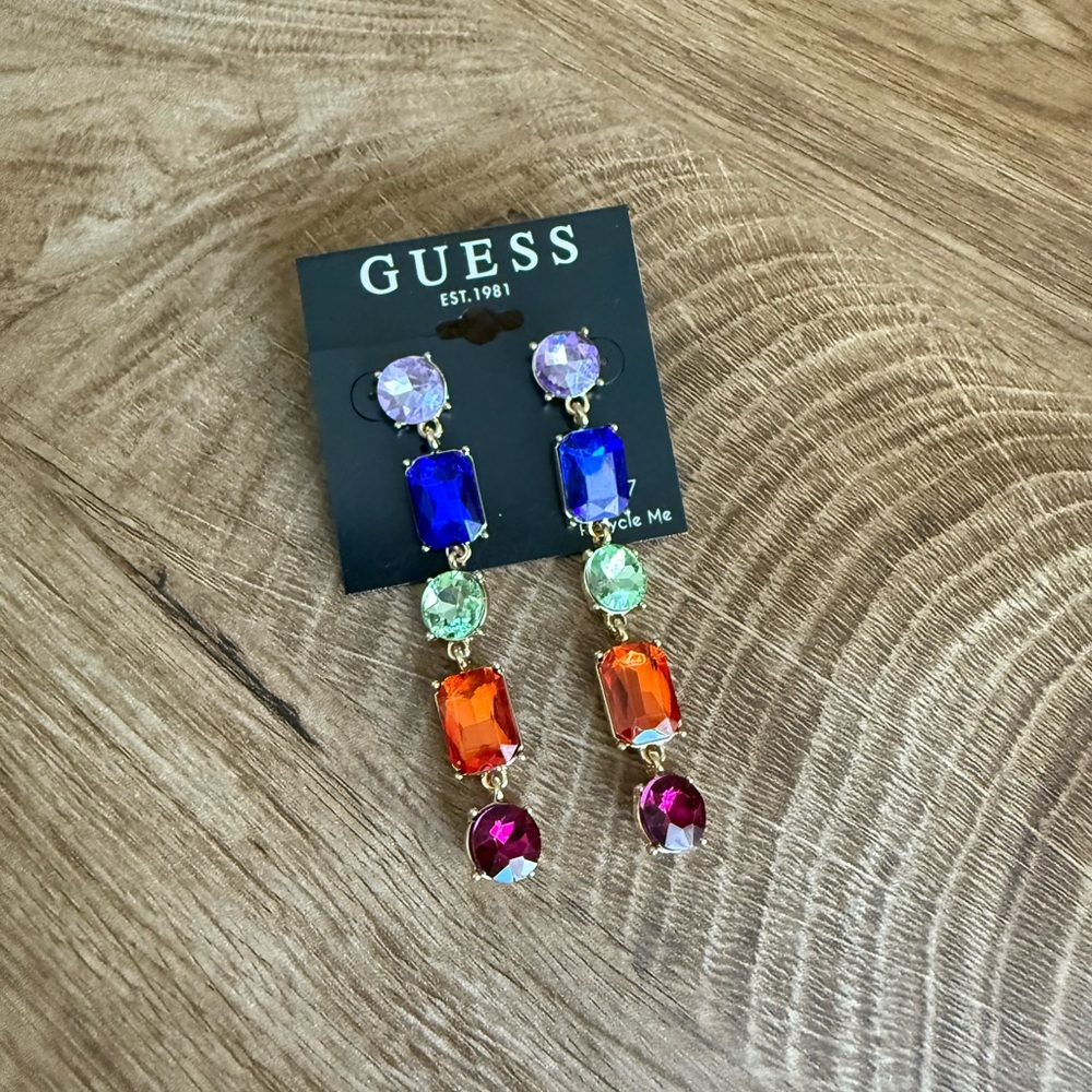 Guess Colorful Gemstone Drop Earrings